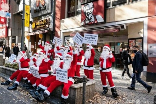 動物愛護団体「クリスマスにKFCを喰うな！」渋谷のKFC前で抗議