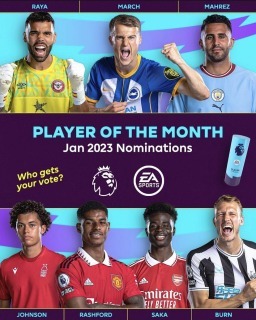 Raya, March, Mahrez, Johnson, Rashford, Saka Burn have been nominated for the Premier League player of the month